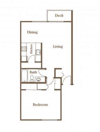 One Bedroom - One Bath H206 floor plan